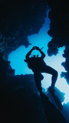 Scuba diver exploring colorful coral reef underwater