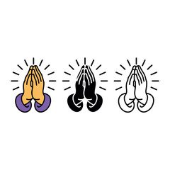 Fototapeta premium Praying hands illustration set