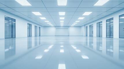 An Empty Sterile Laboratory With A Polished Reflective Floor