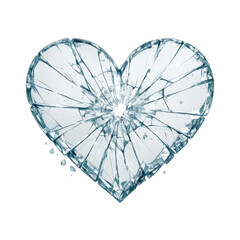 Shattered glass heart isolated on a dark background. Conceptual image symbolizing heartbreak, emotional pain, broken love, loss, disappointment, and fragile relationships. Dramatic cracked glass textu
