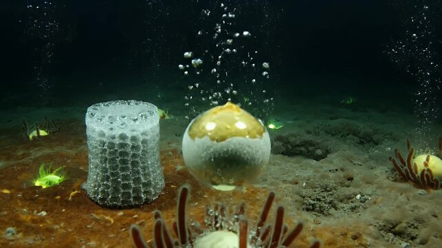 Methane Gas Bubble Rising from DeepSea Organism on Ocean Floor