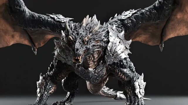 Large gray dragon sculpture closeup.