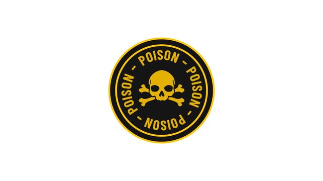 Poison Sign Animated. Transparent background. 4K resolution
