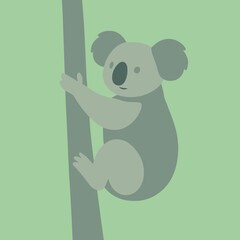 Koala Climbing Eucalyptus Flat Illustration © Bima
