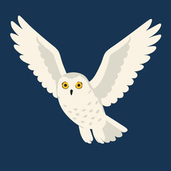 Snowy Owl Flying Flat Vector Art © Bima