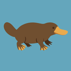 Platypus Swimming Flat Vector Illustration