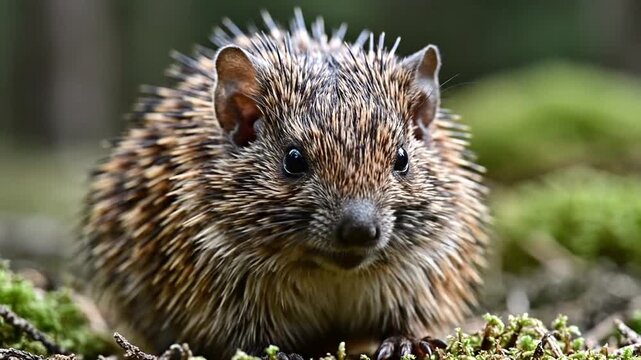 Prickly animal in natural habitat closeup.