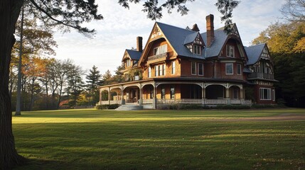 Majestic Autumnal Mansion on Expansive Grounds