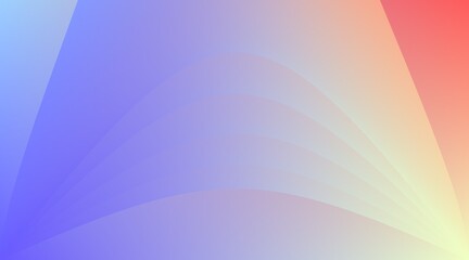 Fototapeta premium Abstract vector background featuring soft pastel gradients in blue, purple, and orange. Elegant curved layers and geometric light rays create a modern, minimalist, and professional aesthetic design.