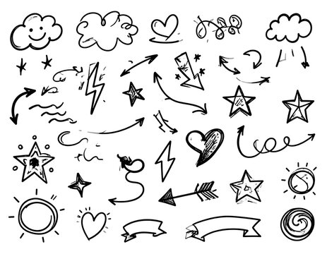Hand drawn doodle icons and symbols.