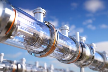 Hydrogen Energy Facility Pipes with Clear View of Fuel Flow Phase