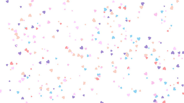 Pastel Heart Confetti on White Background Celebration