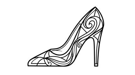 Ornate High Heel Shoe Outline.