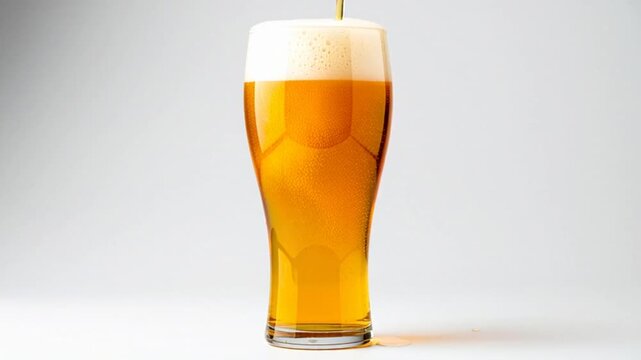 Glass of Beer Being Poured Slowly.