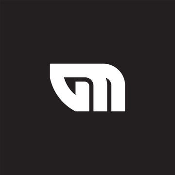 letter vm simple linked geometric lines logo vector