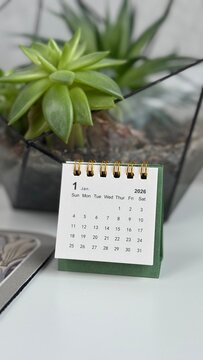 Close up of a calendar, 2026. New Year, new goals. Calendar for marking achivements of month.
