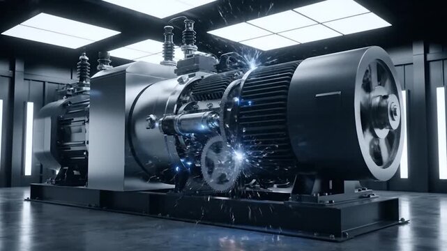 Advanced Industrial Generator in Futuristic Laboratory Setting.
