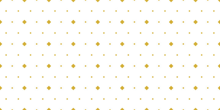 Elegant seamless pattern featuring golden diamond shapes in varying sizes on a crisp white backdrop