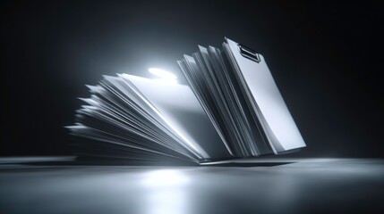 Fototapeta premium Open Book with pages scattering in light