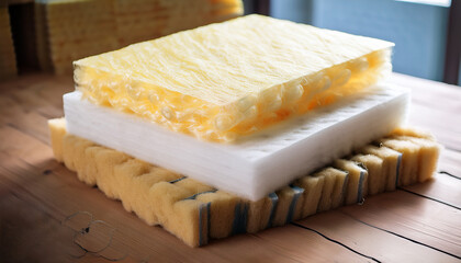 Insulation Material Samples Including Fiberglass Foam And Cellulose Closeup