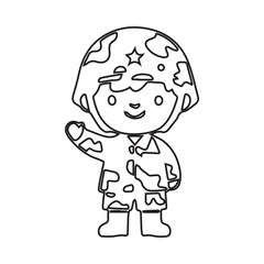 Obraz premium Cartoon soldier coloring page