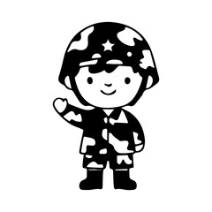 Obraz premium Waving Cartoon Soldier Kid
