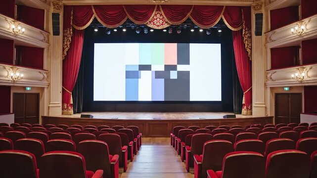 Empty Theater Auditorium with Test Screen.