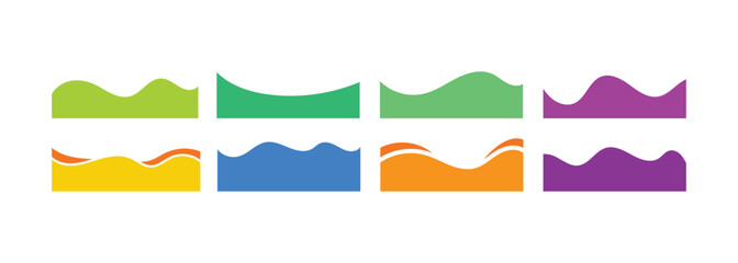 Colorful Wavy Border and Footer Set - Abstract Organic Wave Shapes for Web Design, Vibrant Graphic Dividers, and Modern Document Presentation Layouts