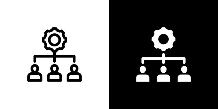 Organization Structure icon concept with flat Black White Background. Vector illustration.