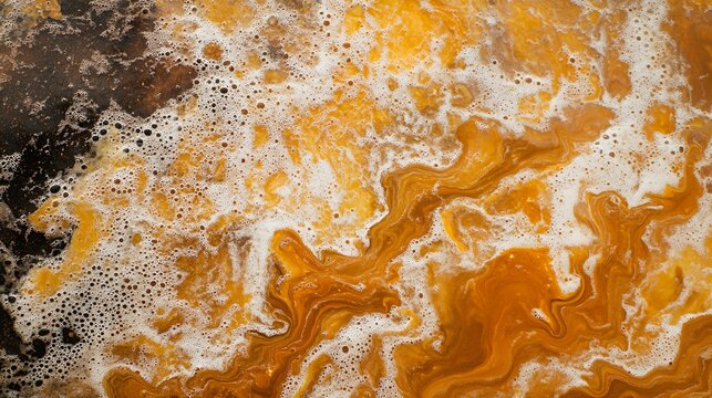Closeup of bubbling orange and brown maafe stew cooking