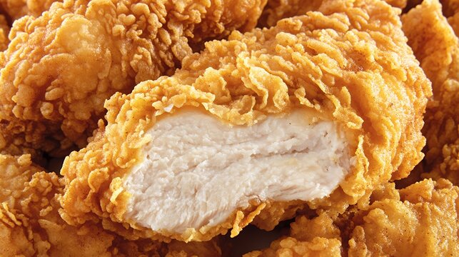 Crispy golden Taiwanese fried chicken cutlet shown in half