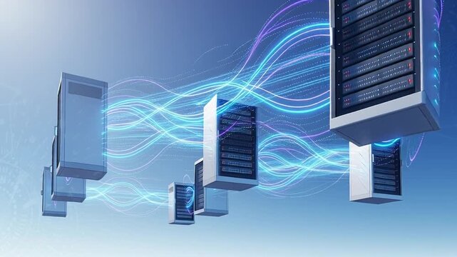 Servers connected in a network.