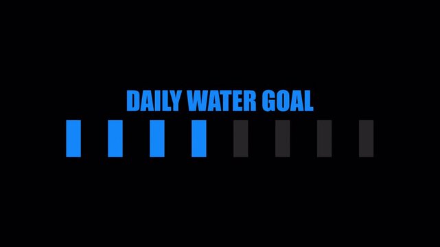 daily water intake goal tracker progress bar animation health hydration habit fitness monitoring motion graphic