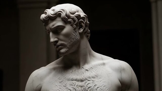 classical marble statue bust of a muscular ancient male torso
