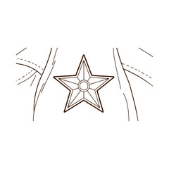 Obraz premium Simple line drawing of a star shaped medal on a white background