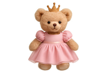 Teddy bear princess wearing pink crown dress