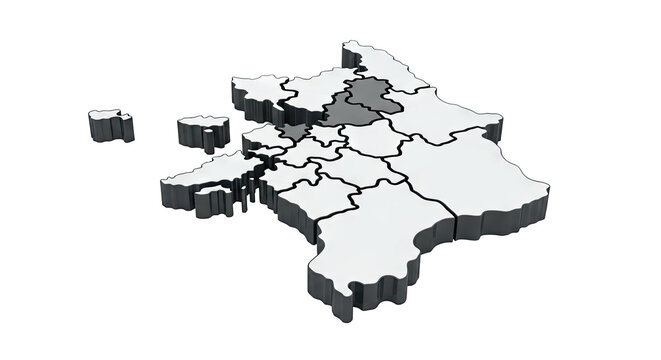 3D Map of Azerbaijan with Divided Regions