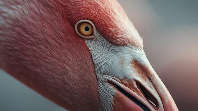 Flamingo Close-Up: Vibrant Plumage and Detailed Eye