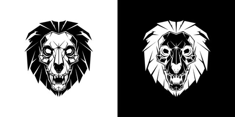 Obraz premium Black and white illustrations of lion heads on contrasting backgrounds