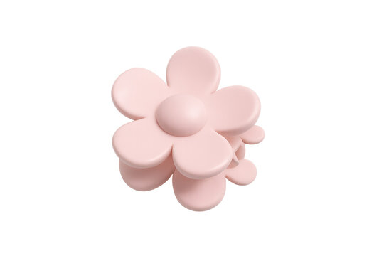 Pink flower hair claw clip on transparent background