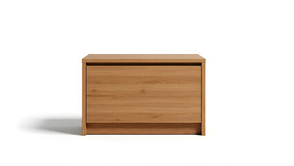 Minimalist bedside table with drawer isolated on white background. Ideal for bedroom furniture catalogs, online shops, interior design visuals, and modern home lifestyle advertising.