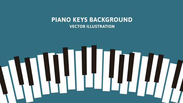 16:9の背景素材。ピアノの鍵盤のレトロなデザインのベクターイラストデータ