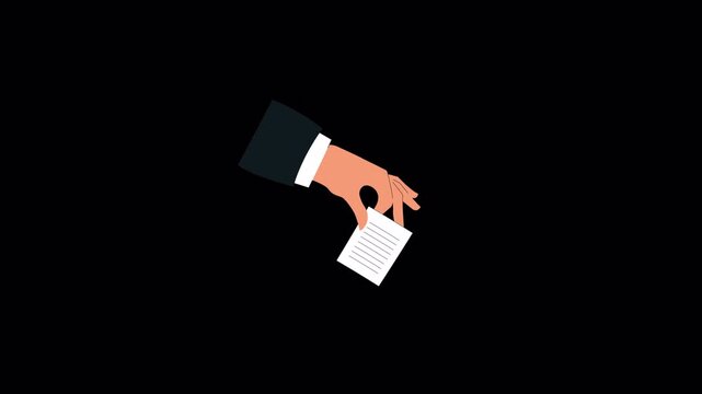 Hand Putting Paper Animation Video - Transparent