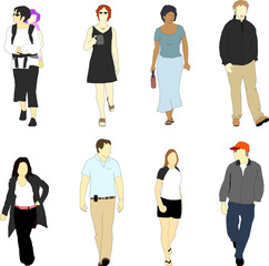 Obraz premium Abstract 2D Human Figure Outline Illustration Featuring Family, Parents and Children in Everyday Life Activities for Architecture Scale and Presentation Design