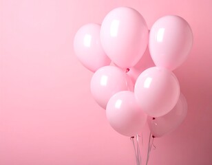 Pink balloons on pink background festive.