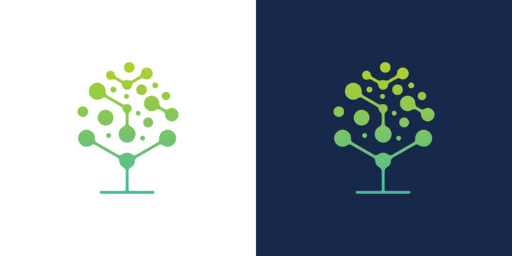 Dual meaning logo combining a tree and dot connections, symbolizing growth, sustainability, networked systems, and harmony between nature and technology.
