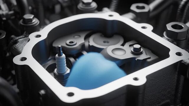 Close-up of Engine Repair and Spark Plug Installation.