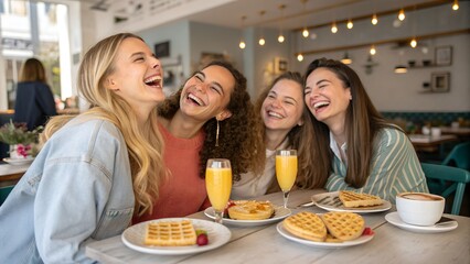 group of friends having fun in bar