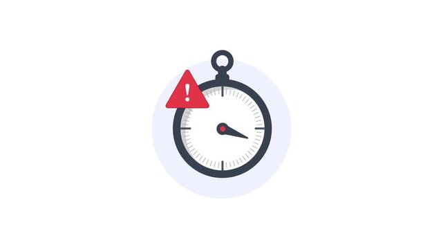 4k Stopwatch with Warning Sign. Time Limit, Deadline Concept  Concept Animation Video 
