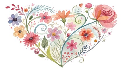 heart with flowers and butterflies